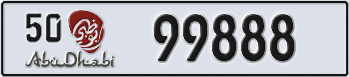 abu dhabi License Plate Number 99888 Code 50