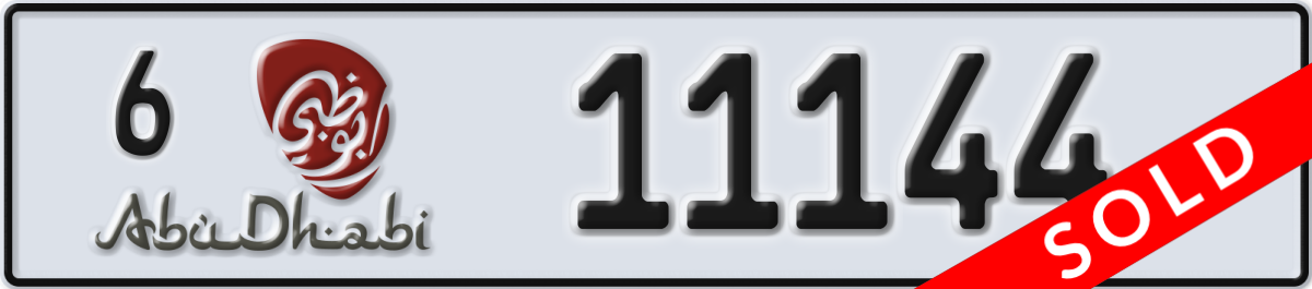 abu dhabi License Plate Number 11144 Code 6