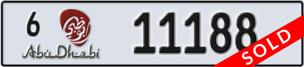 abu dhabi License Plate Number 11188 Code 6