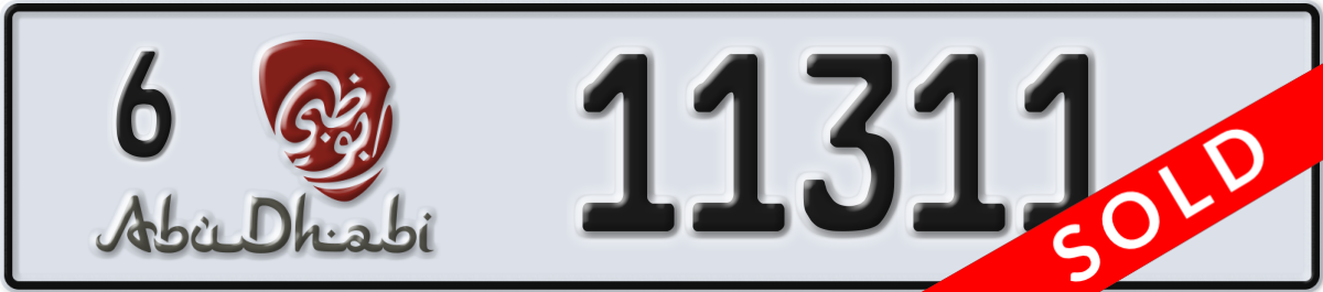 abu dhabi License Plate Number 11311 Code 6
