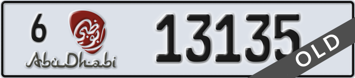 abu dhabi License Plate Number 13135 Code 6
