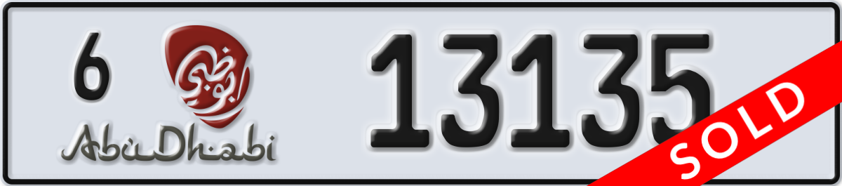 abu dhabi License Plate Number 13135 Code 6