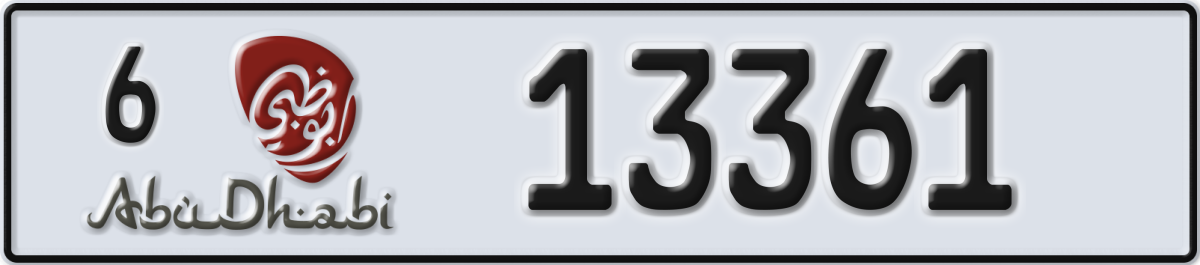 abu dhabi License Plate Number 13361 Code 6