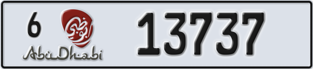 abu dhabi License Plate Number 13737 Code 6