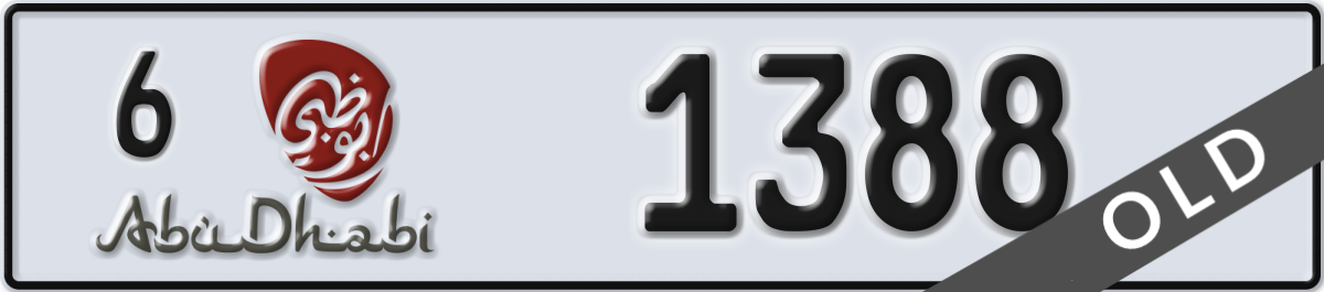 abu dhabi License Plate Number 1388 Code 6