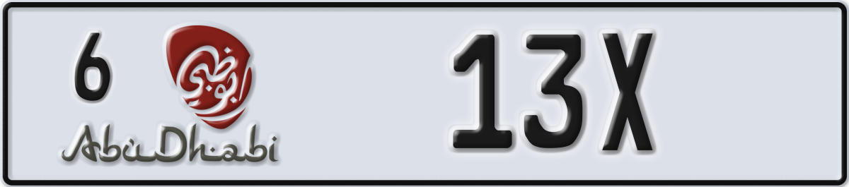 abu dhabi License Plate Number 13X Code 6