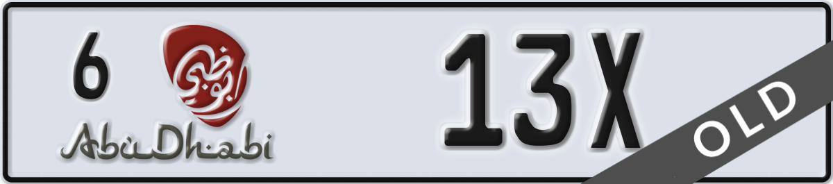 abu dhabi License Plate Number 13X Code 6