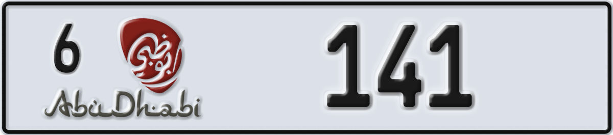 abu dhabi License Plate Number 141 Code 6