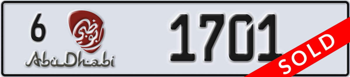 abu dhabi License Plate Number 1701 Code 6