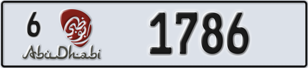 abu dhabi License Plate Number 1786 Code 6