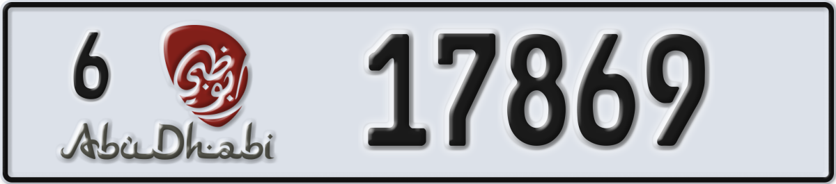 abu dhabi License Plate Number 17869 Code 6