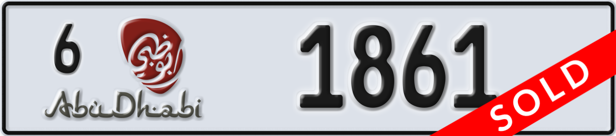 abu dhabi License Plate Number 1861 Code 6