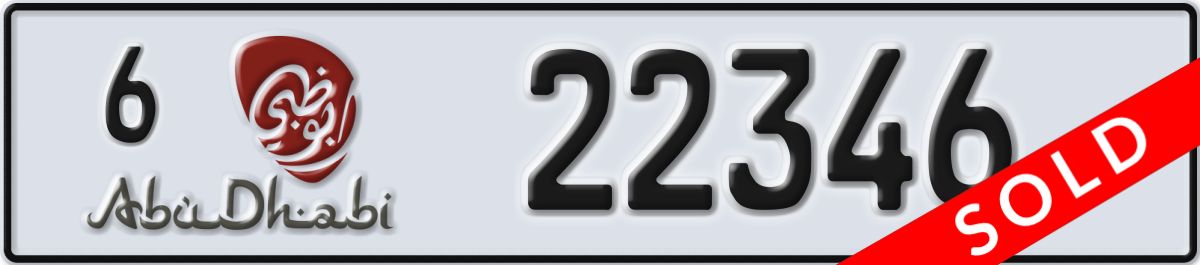 abu dhabi License Plate Number 22346 Code 6