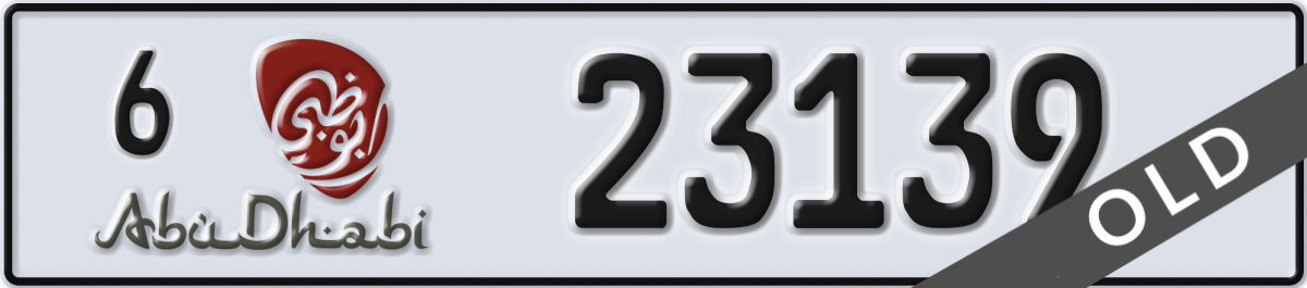 abu dhabi License Plate Number 23139 Code 6