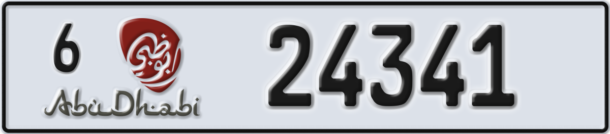 abu dhabi License Plate Number 24341 Code 6