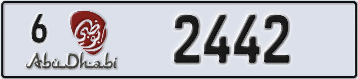 abu dhabi License Plate Number 2442 Code 6