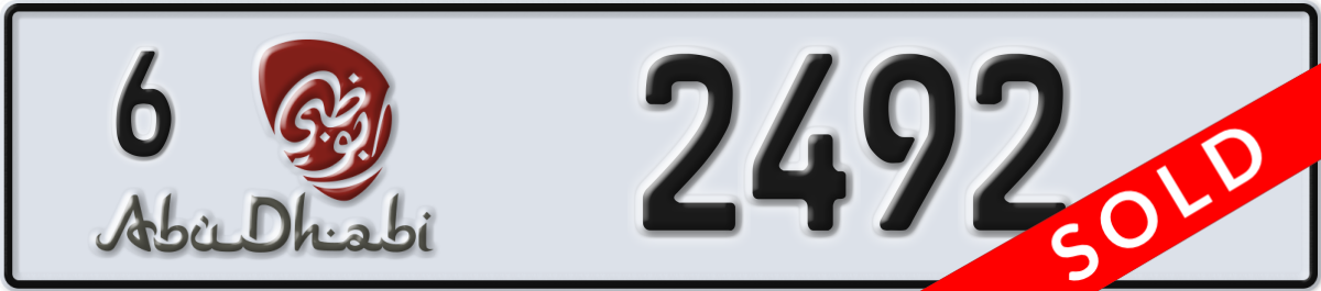 abu dhabi License Plate Number 2492 Code 6