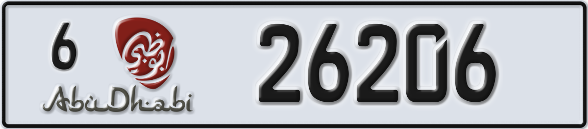 abu dhabi License Plate Number 26206 Code 6