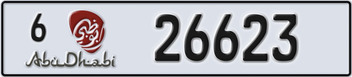 abu dhabi License Plate Number 26623 Code 6