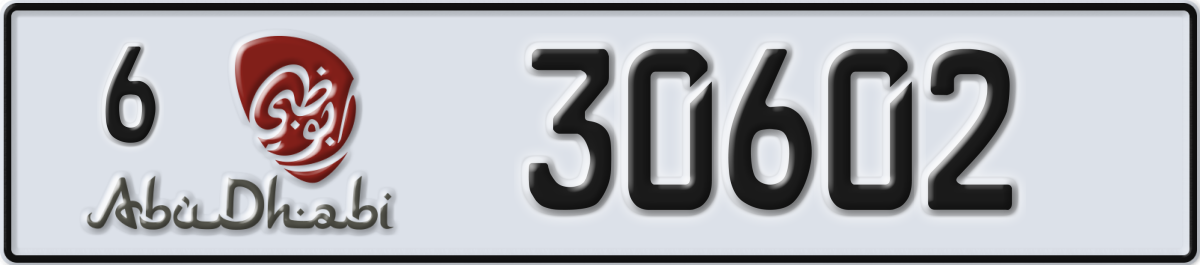 abu dhabi License Plate Number 30602 Code 6