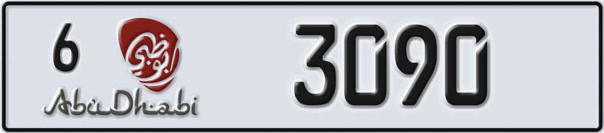 abu dhabi License Plate Number 3090 Code 6