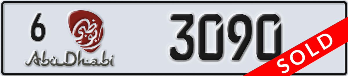 abu dhabi License Plate Number 3090 Code 6