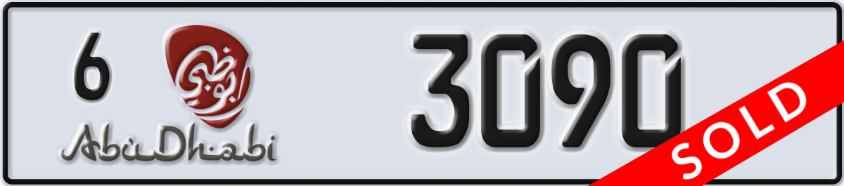 abu dhabi License Plate Number 3090 Code 6