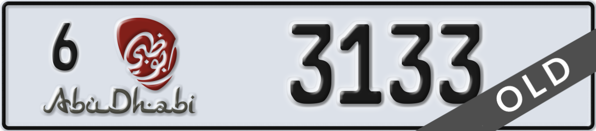 abu dhabi License Plate Number 3133 Code 6