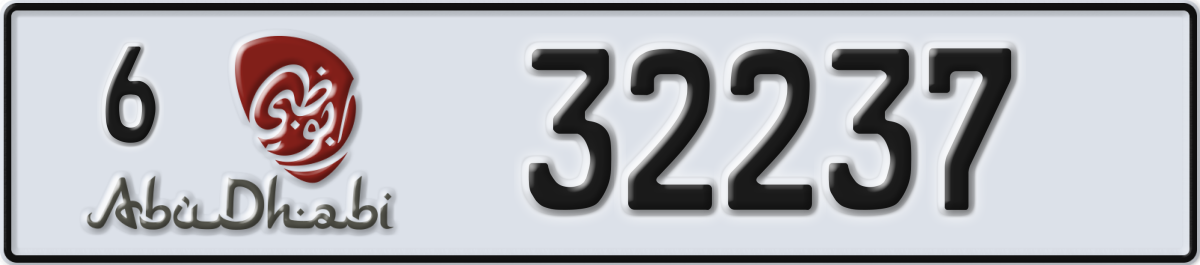 abu dhabi License Plate Number 32237 Code 6