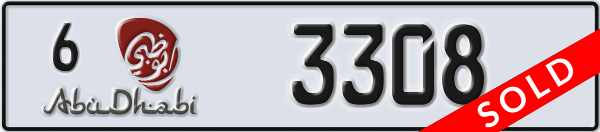 abu dhabi License Plate Number 3308 Code 6