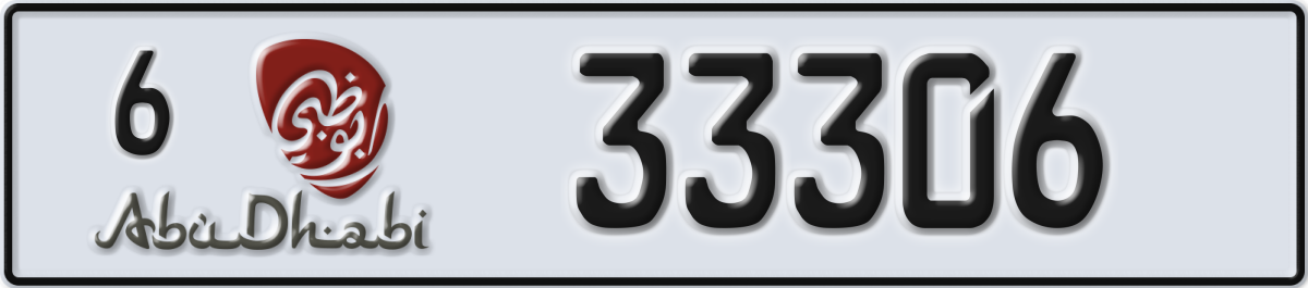abu dhabi License Plate Number 33306 Code 6