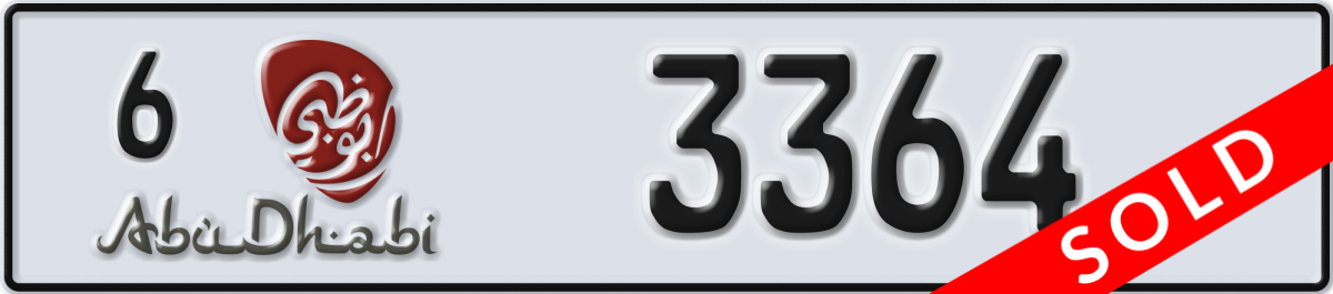 abu dhabi License Plate Number 3364 Code 6