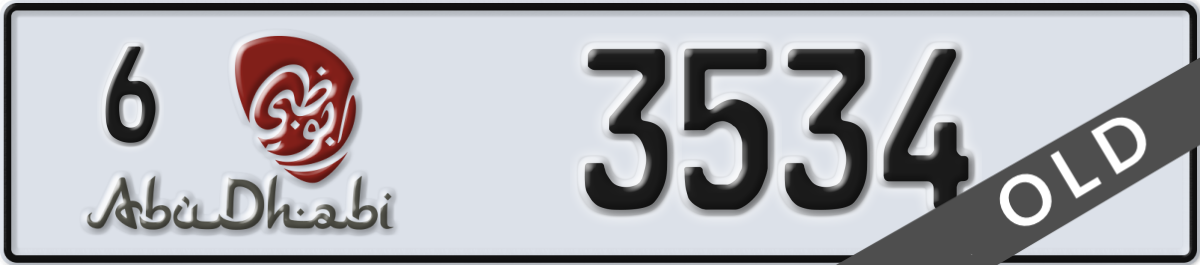 abu dhabi License Plate Number 3534 Code 6