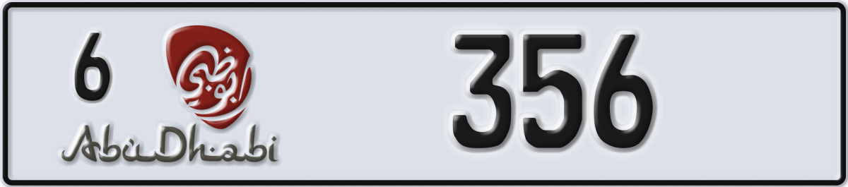 abu dhabi License Plate Number 356 Code 6