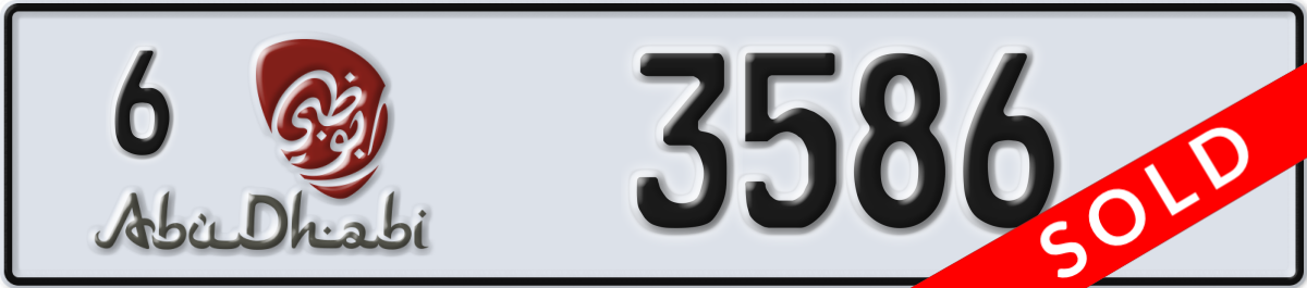 abu dhabi License Plate Number 3586 Code 6