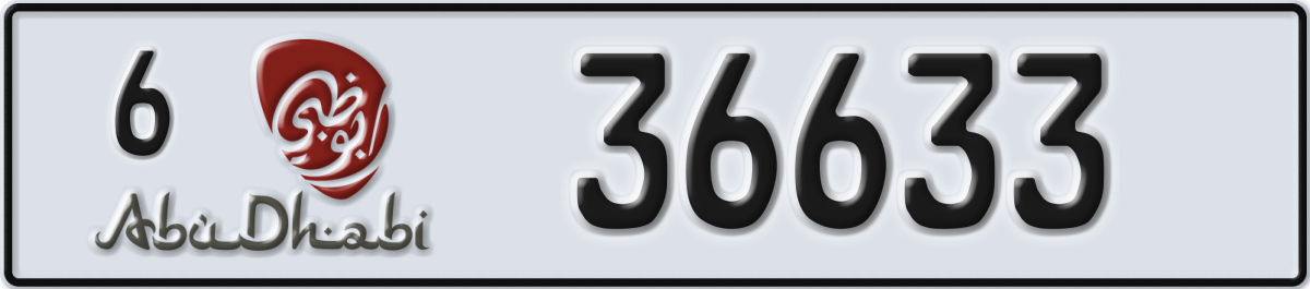 abu dhabi License Plate Number 36633 Code 6