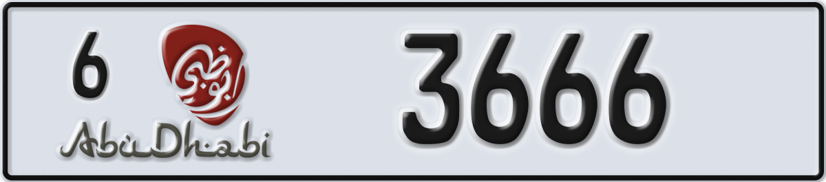 abu dhabi License Plate Number 3666 Code 6