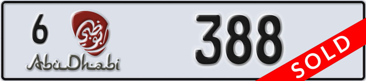 abu dhabi License Plate Number 388 Code 6