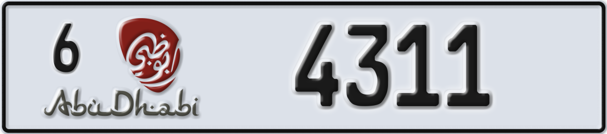 abu dhabi License Plate Number 4311 Code 6