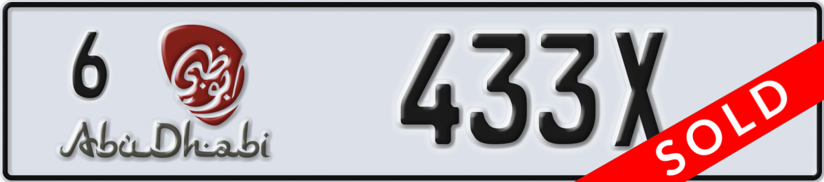 abu dhabi License Plate Number 433X Code 6