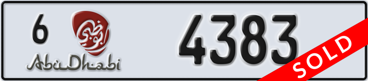 abu dhabi License Plate Number 4383 Code 6
