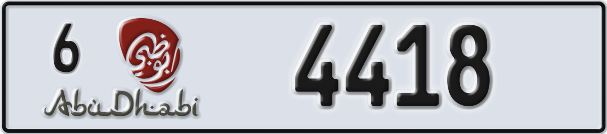 abu dhabi License Plate Number 4418 Code 6