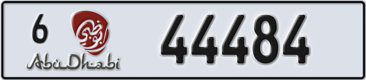abu dhabi License Plate Number 44484 Code 6