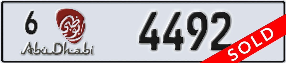abu dhabi License Plate Number 4492 Code 6