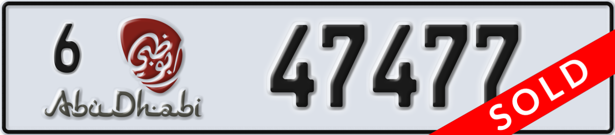 abu dhabi License Plate Number 47477 Code 6