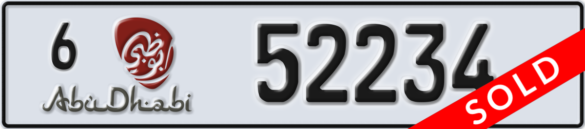 abu dhabi License Plate Number 52234 Code 6