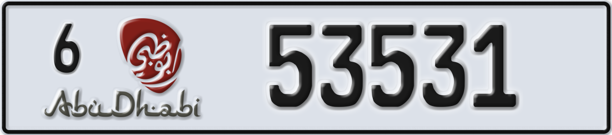 abu dhabi License Plate Number 53531 Code 6