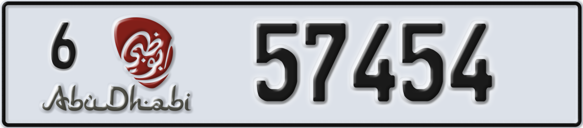 abu dhabi License Plate Number 57454 Code 6