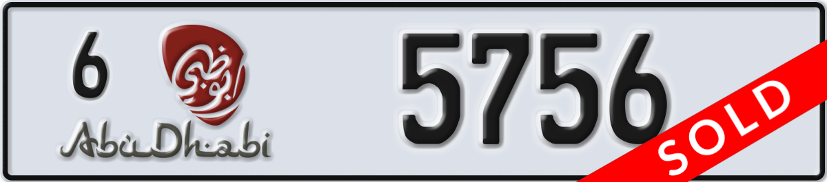 abu dhabi License Plate Number 5756 Code 6