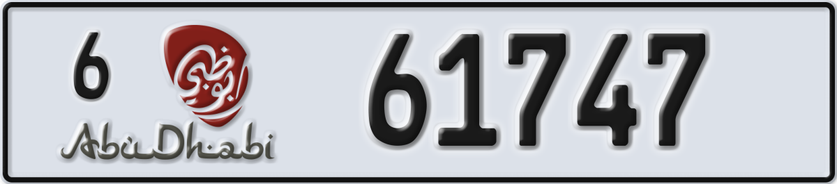 abu dhabi License Plate Number 61747 Code 6